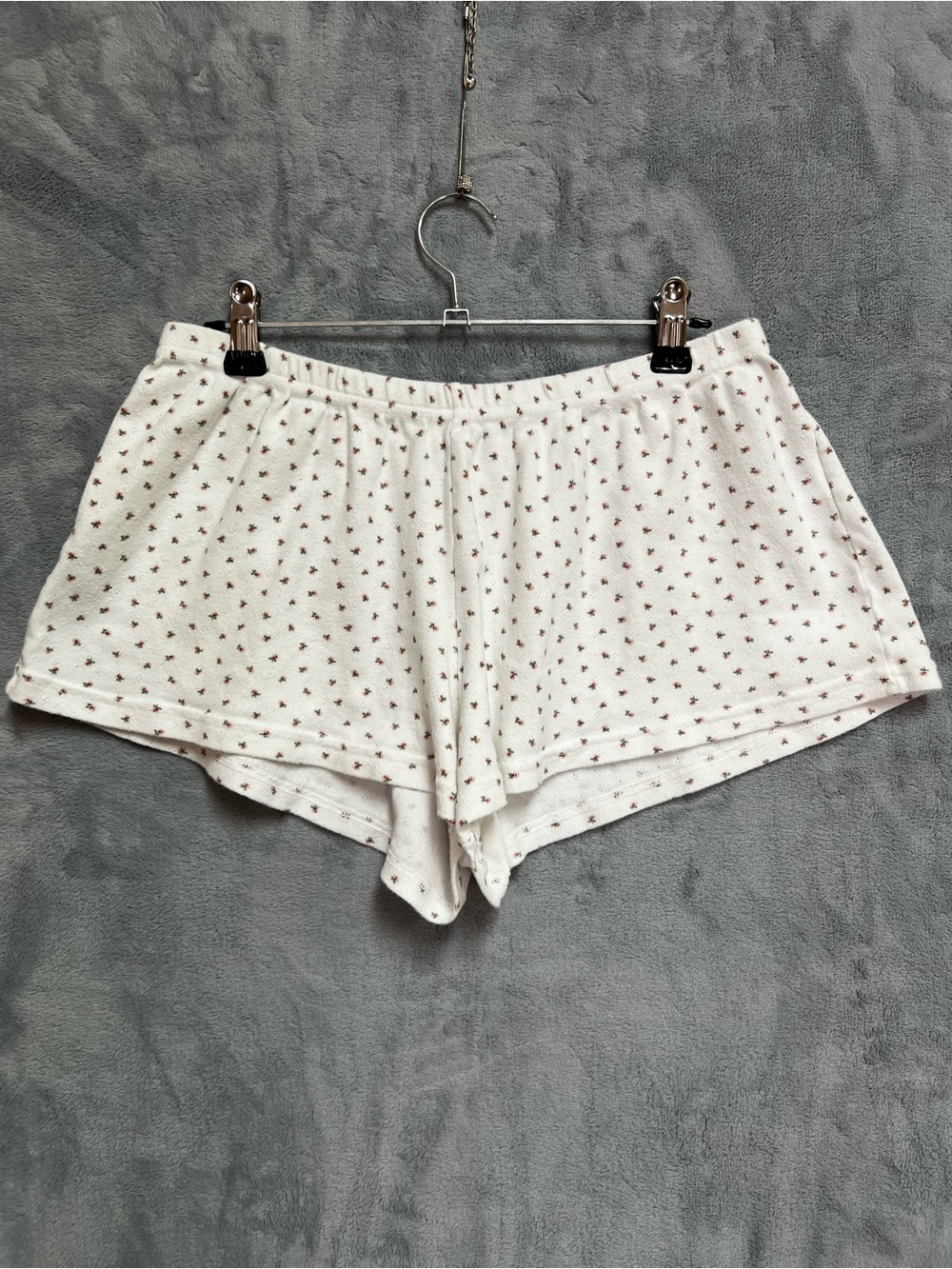 Brandy Melville John Galt White Floral Emery Pointelle Lounge Pajama Shorts OS S